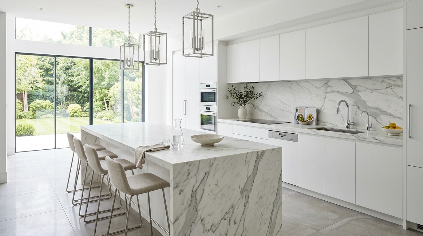 White Handleless Kitchen
